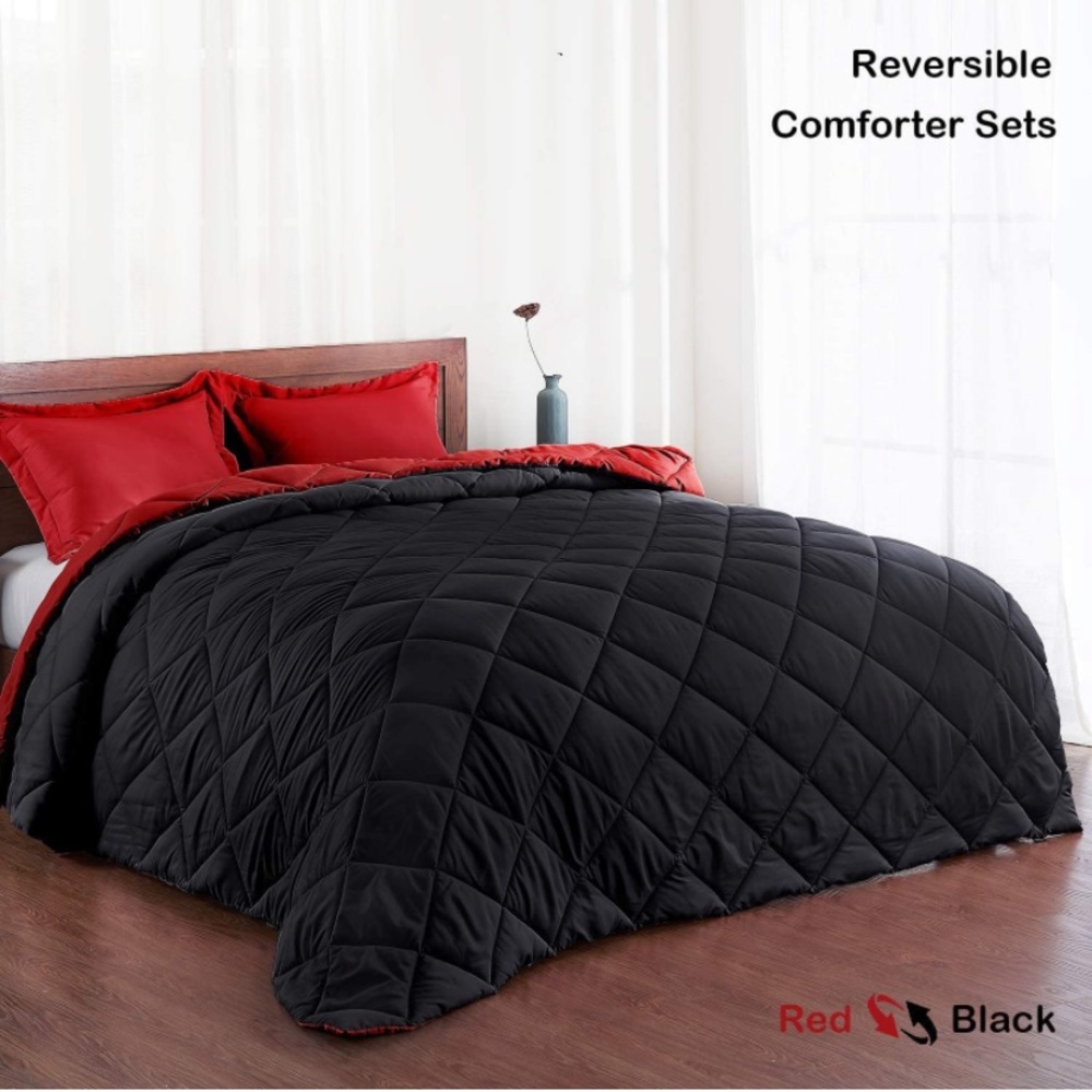 Reversible Lightweight Solid Comforter Set 3 - Picture 2 of 7